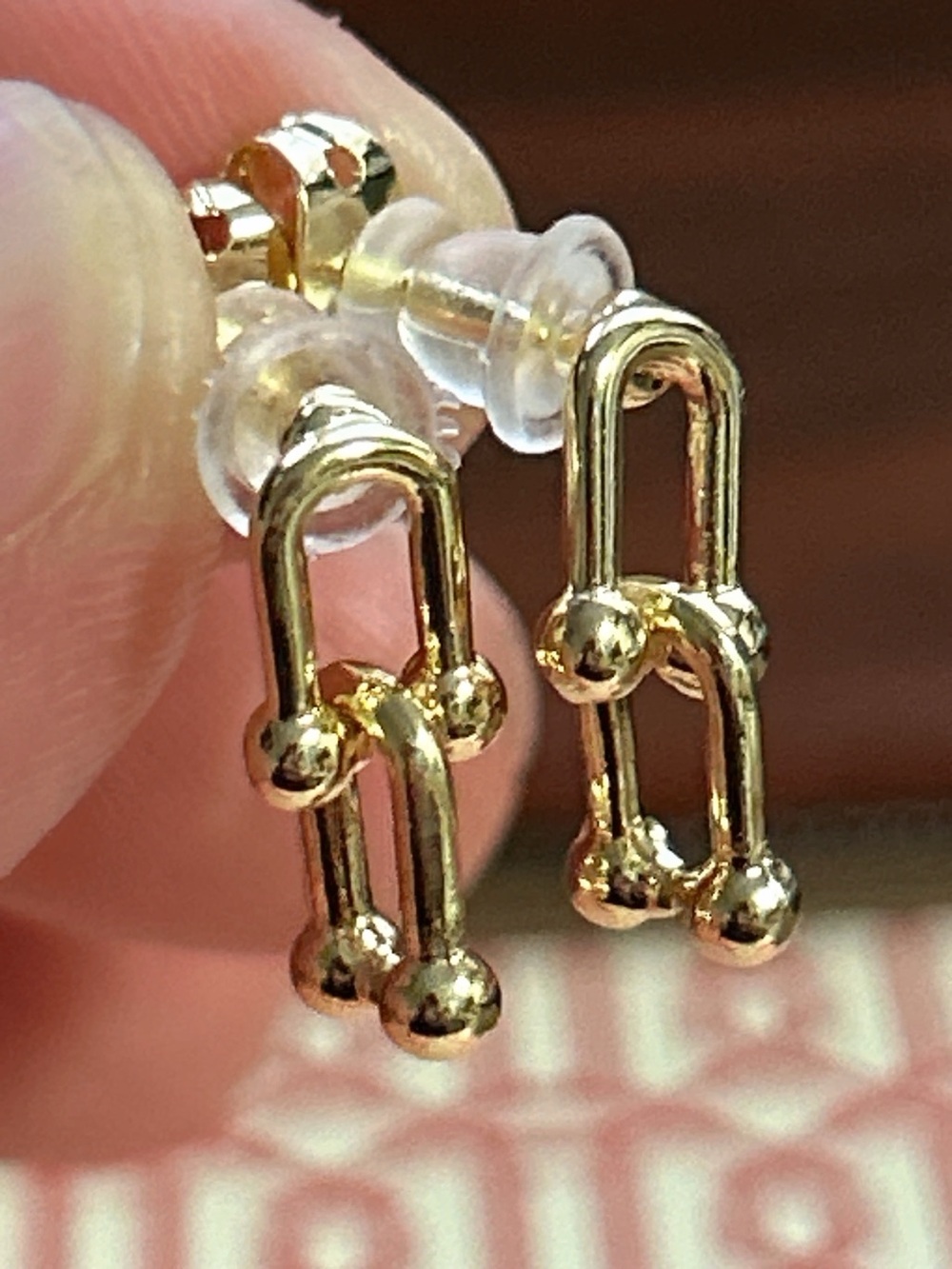 Gold Tone Minimalist Linked Drop Stud Earrings - Women Jewelry
